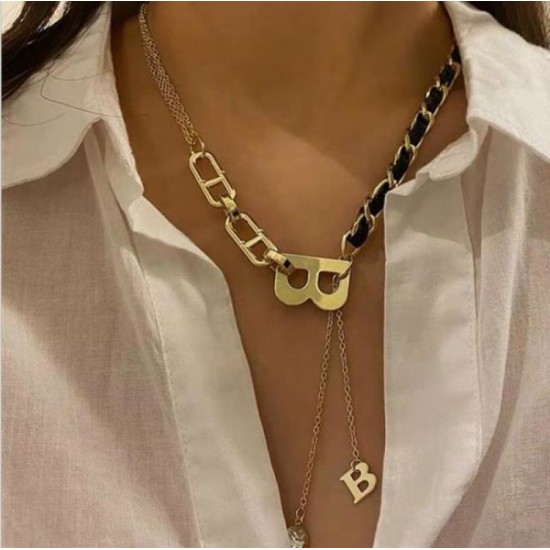 Wholesale Punk Letter B Pendant Thick Chain Necklace